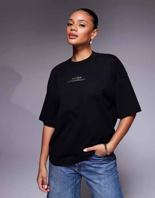 Barbour International Kaia oversized fit t-shirt in black - BLACK