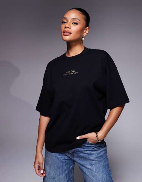 Barbour International Kaia oversized fit t-shirt in black - view 1