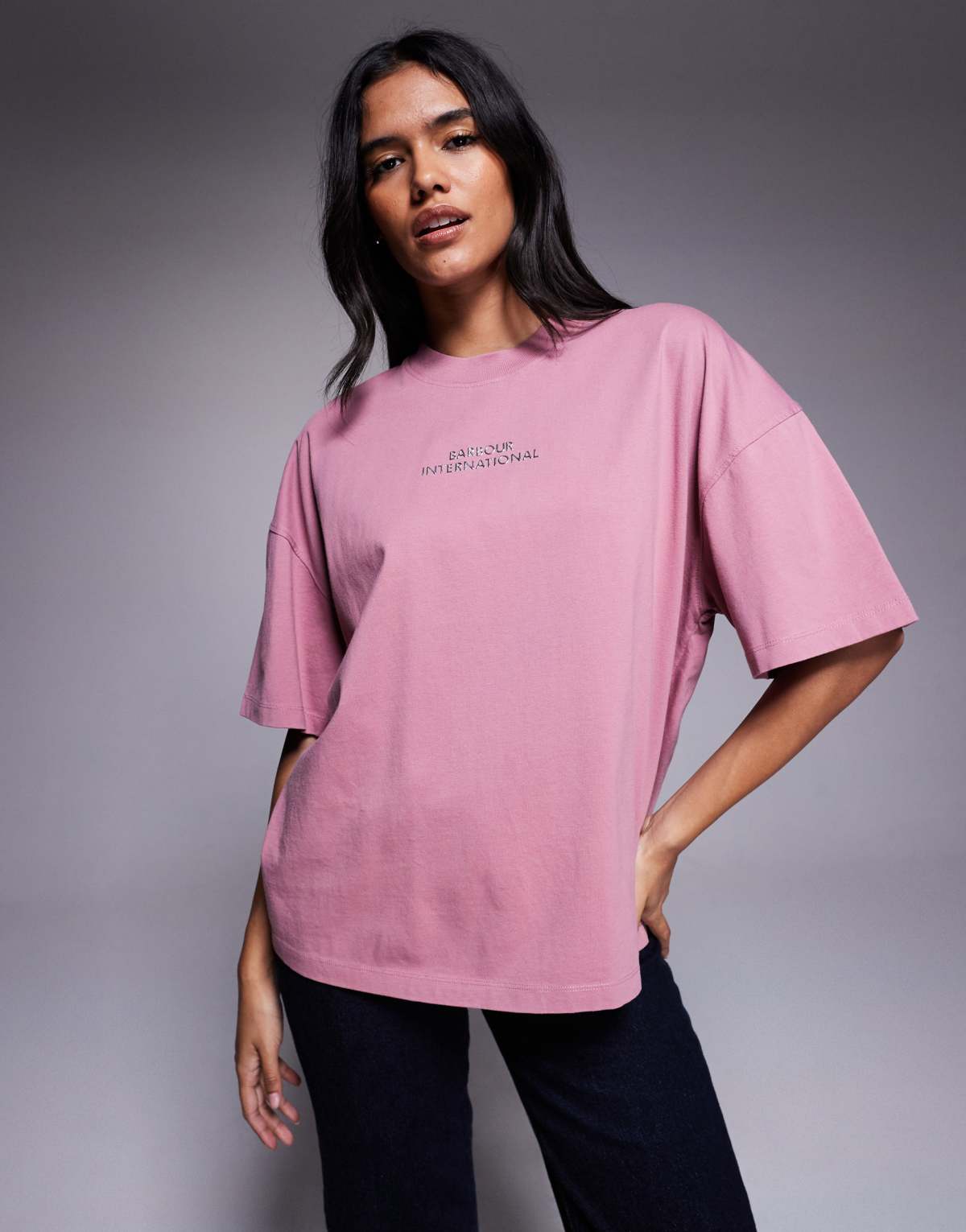 Barbour International Kaia oversized fit t-shirt in pink - LPINK