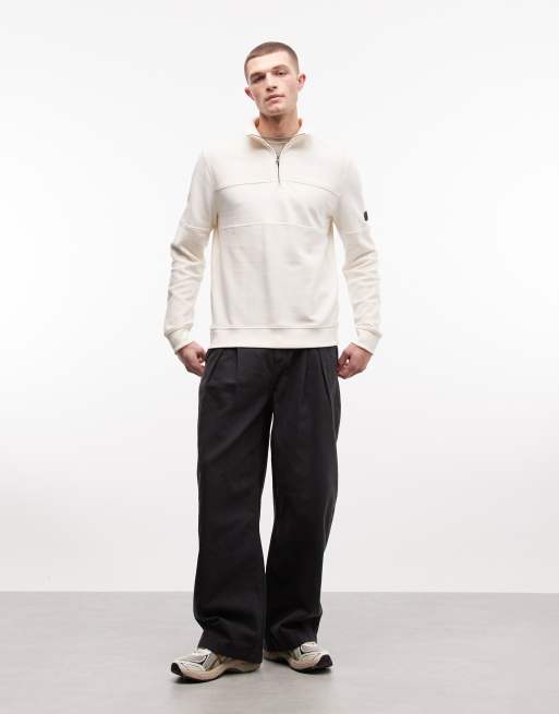 Barbour International - Kaspian - Hvid sweatshirt med halv lynlås og logo, 2 af 5