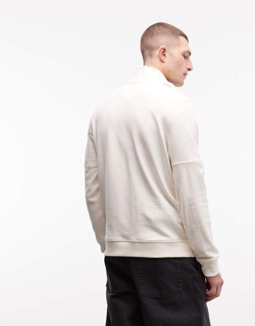 Barbour International - Kaspian - Hvid sweatshirt med halv lynlås og logo, 5 af 5