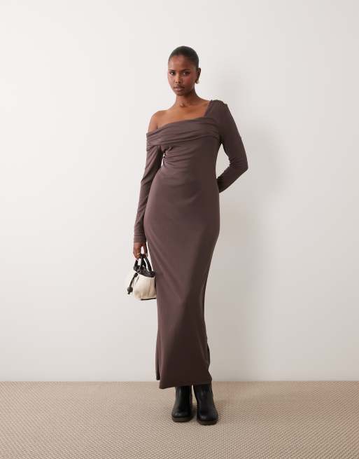 Barbour International Kemora long sleeve drop shoulder midi dress in truffle brown, 2 of 4