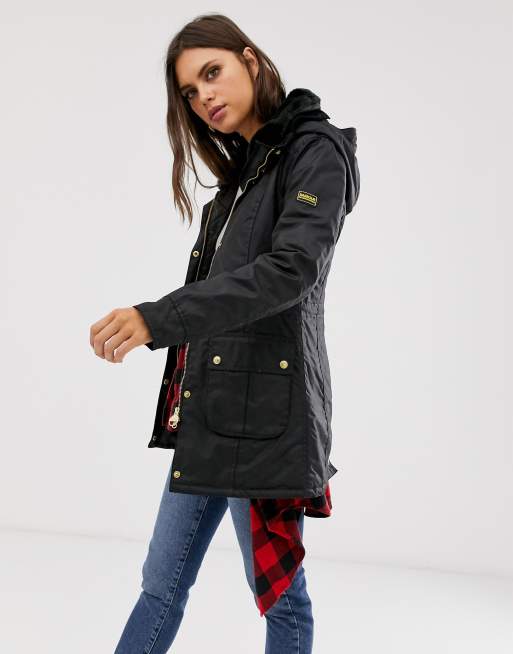 Black barbour jacket with deals fur collar