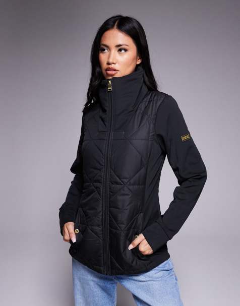 Barbour International Kya quilted sweat jacket in black 