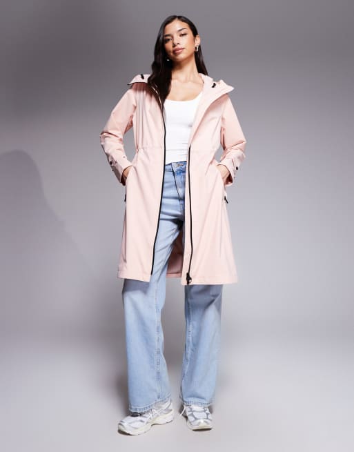 Barbour International - Kyra - Giacca impermeabile rosa con cappuccio taglio lungo