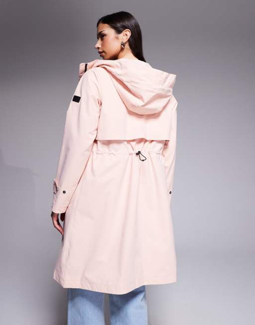 Barbour International - Kyra - Giacca impermeabile rosa con cappuccio taglio lungo, 3 di 4