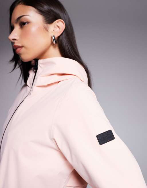 Barbour International Kyra longline hooded waterproof jacket in pink, 4 of 4