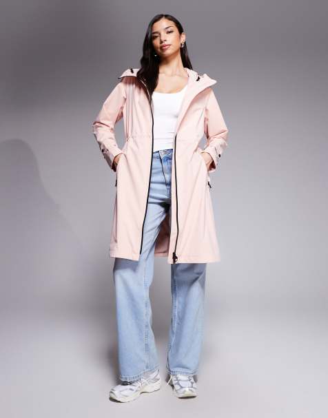 Barbour International - Kyra - Waterbestendig jack met lange pasvorm en capuchon in roze - view 1