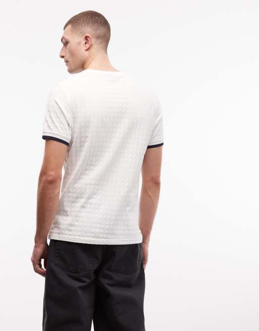 Barbour International Langston jacquard tipped cuff logo t-shirt in white, 3 of 5