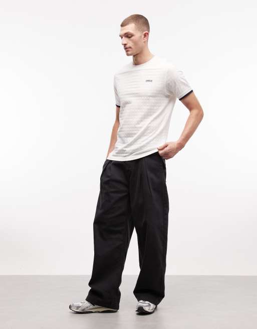 Barbour International Langston jacquard tipped cuff logo t-shirt in white, 4 of 5