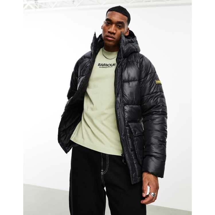 Barbour International Lark quilted hooded jacket in black | ASOS