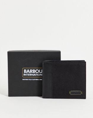 Barbour International leather wax wallet in black