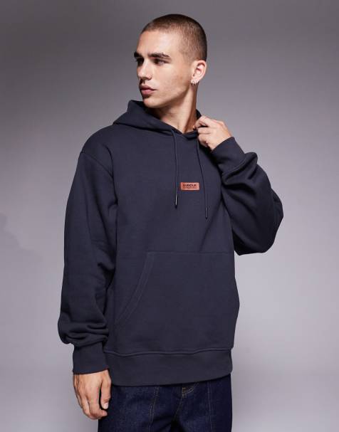 Barbour International – Lever – Ciemnogranatowa bluza z kapturem z grafiką - view 1