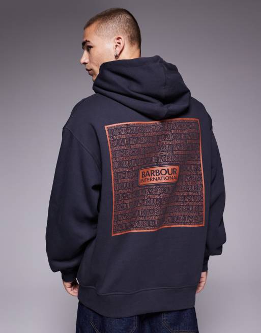 Barbour International Lever graphic hoodie in dark navy , 3 of 5