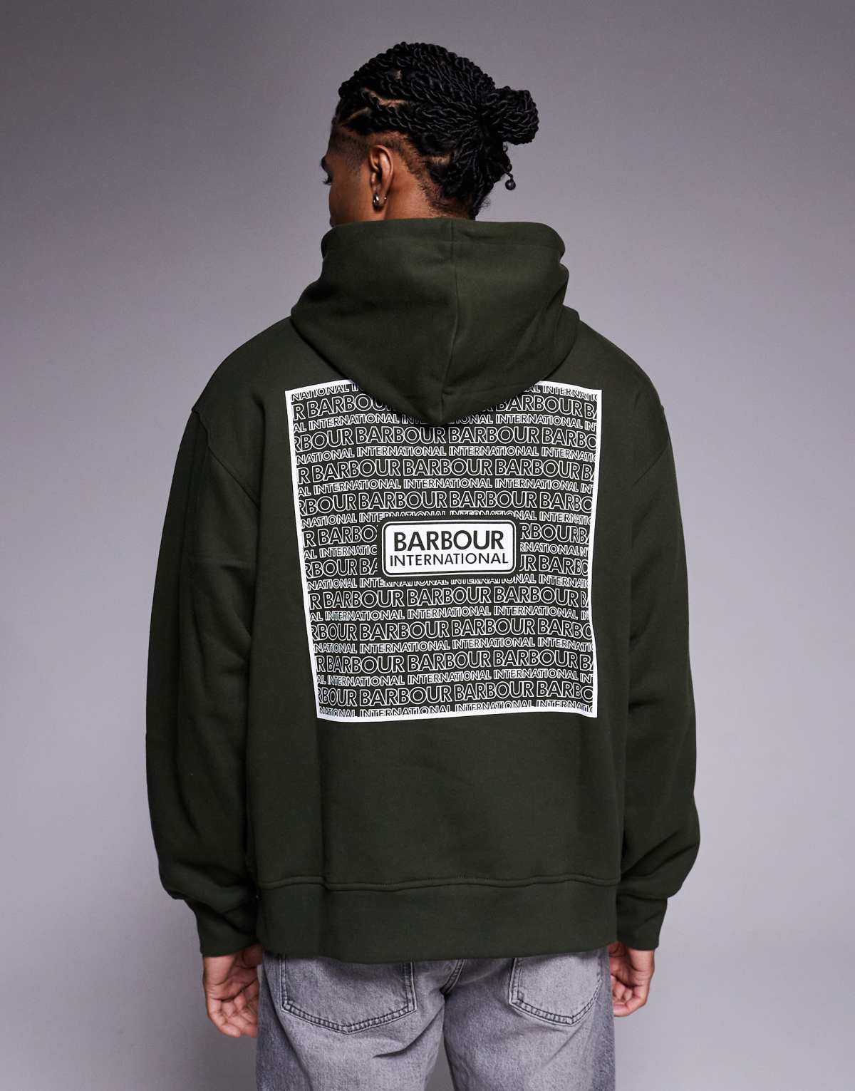 Barbour International Lever graphic hoodie in sage - DGREEN