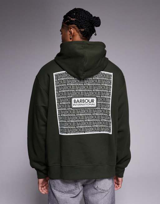 Barbour International Lever graphic hoodie in sage - DGREEN