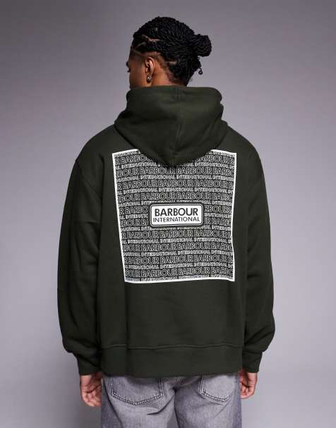 Barbour International Lever graphic hoodie in sage - view 1