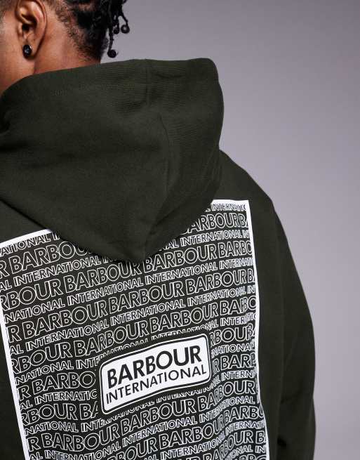 Barbour International Lever graphic hoodie in sage , 5 of 5
