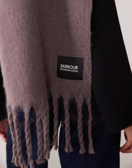 Barbour International Lilah knitted scarf in truffle brown, 2 of 3