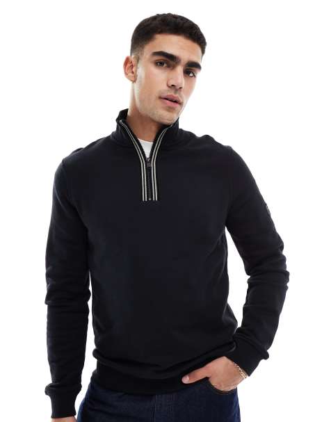 Barbour International - Lincoln - Sweat avec col cheminée à liserés - Noir - view 1