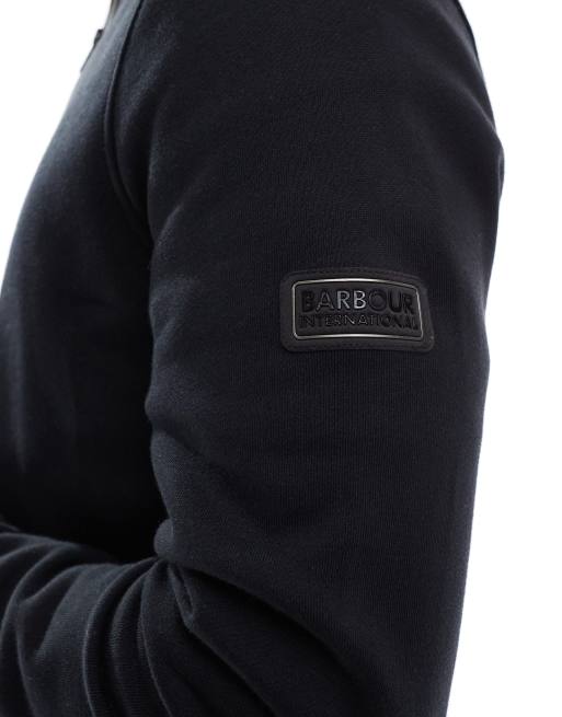 Barbour International Lincoln tipped funnel sweatshirt in black, 3 of 4