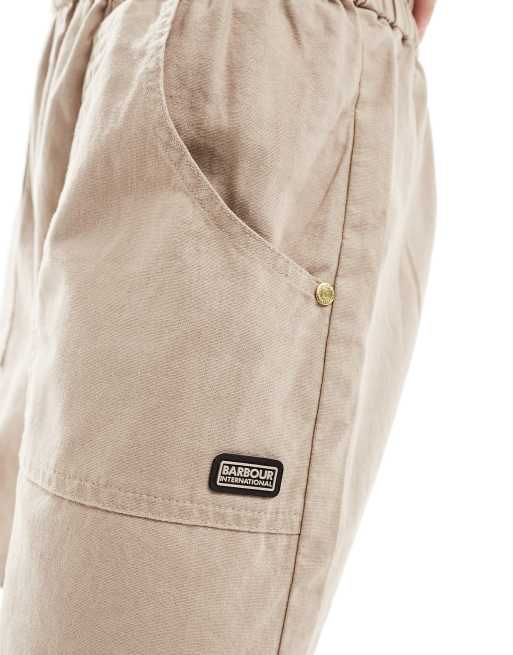 Barbour International linen shorts in stone