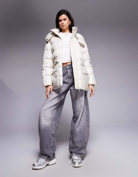 Barbour International Lisbon puffer jacket in ecru  - view 1