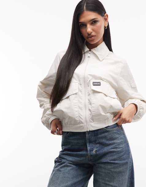 Barbour International - Liya - Cropped regenbestendig Harrington jack in lichtgrijs - view 1