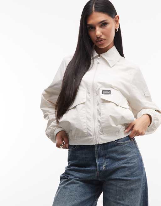 Barbour International - Liya - Giacca harrington taglio corto impermeabile grigio chiaro