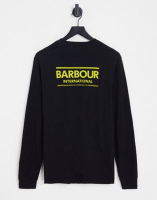 Barbour International logo back print long sleeve t-shirt in black