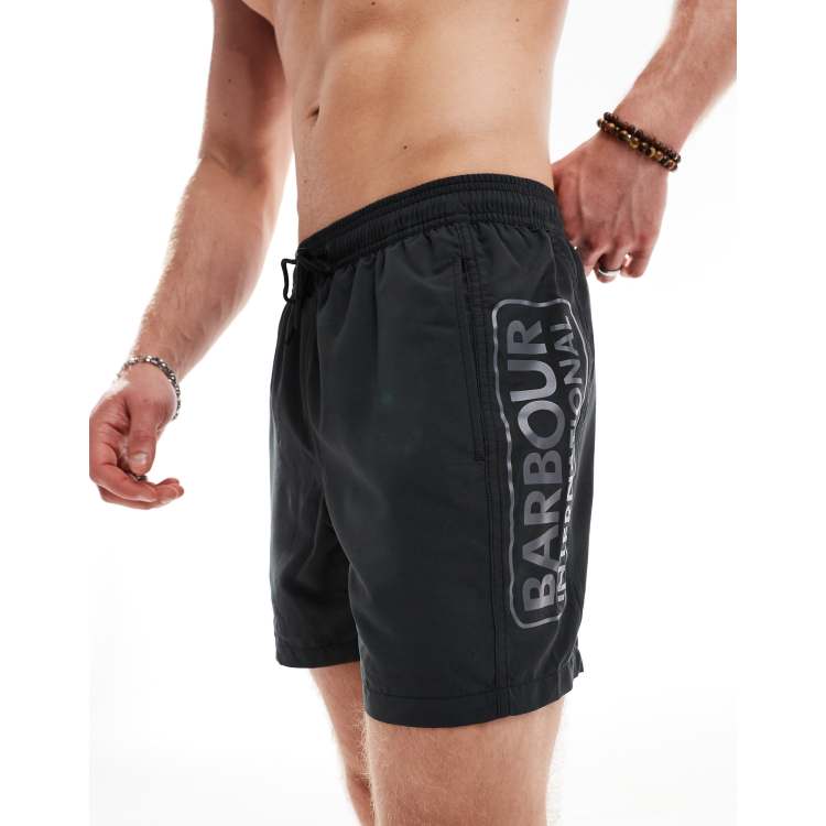 Barbour International logo swim shorts in black Cra wallonieShops Hike Storage shorts Nude