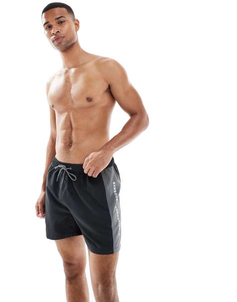 Barbour International logo swim shorts in black - view 1