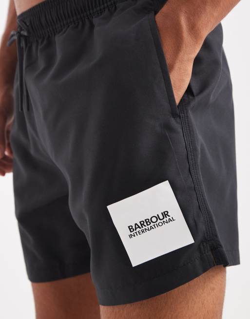 Barbour International logo swim shorts in black , 3 of 4