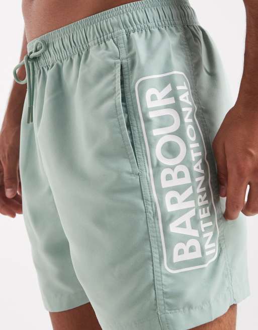 Barbour International logo swim shorts in light green - LGREEN, 3 of 4