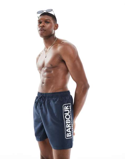 Barbour International logo swim shorts in navy - view 1