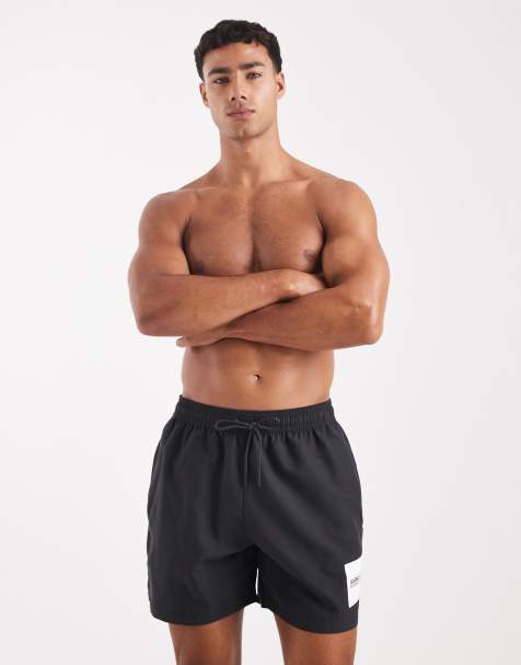 Barbour International logo swimshorts in black - view 1