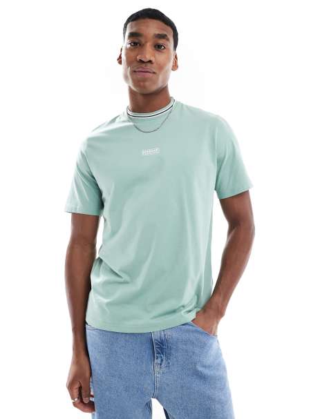 Barbour International logo tipped t-shirt in granite green - view 1