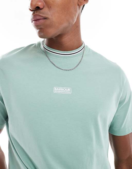 Barbour International logo tipped t-shirt in granite green, 4 of 4