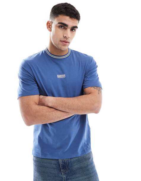 Barbour International logo tipped t-shirt in north sea blue - view 1