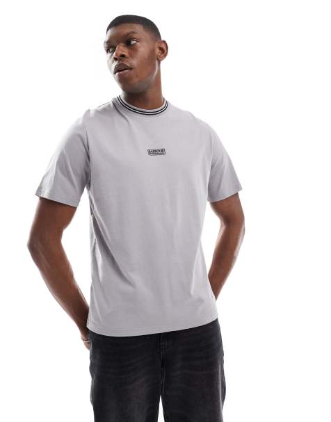 Barbour International logo tipped t-shirt in pale slate - view 1