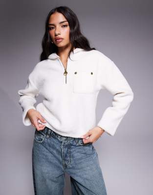 Barbour International - Lola - Fleece-Kapuzenpullover in Wollweiß