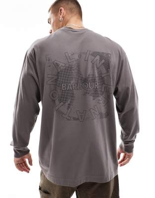 Barbour International Barbour International long sleeve mapped print os t-shirt in plum grey