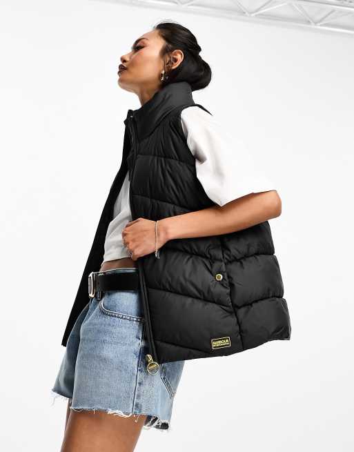 Barbour International Mackney quilted zip up vest in black