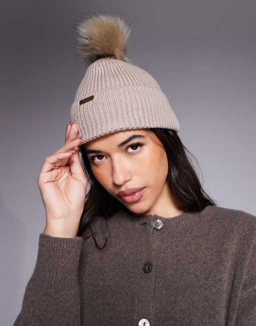 Barbour International - Mallory - Berretto color avena con pompon 