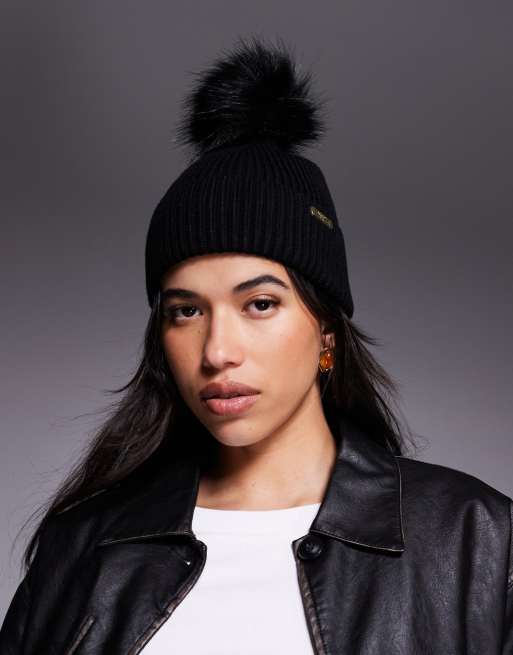 Barbour International – Mallory – Czarna czapka beanie z pomponem , 3 z 3