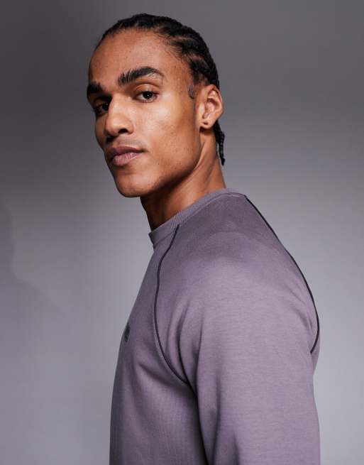 Barbour International Markford crewneck logo sweatshirt in purple grey, 4 of 5