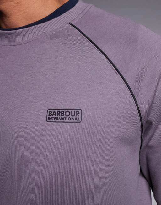 Barbour International Markford crewneck logo sweatshirt in purple grey, 5 of 5