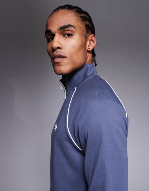 Barbour International - Markford - Felpa blu navy con logo e zip corta, 5 di 5