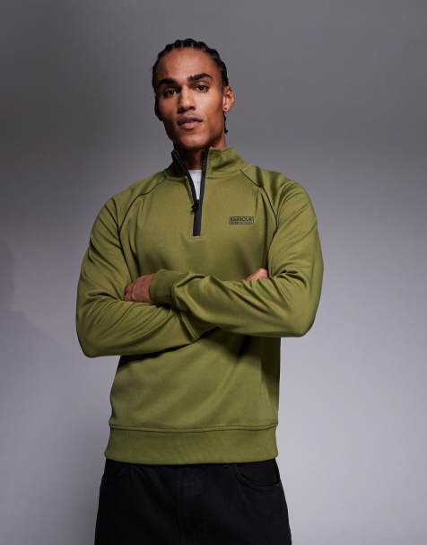 Barbour International – Markford – Kakifärgad sweatshirt med kort dragkedja och logga - view 1