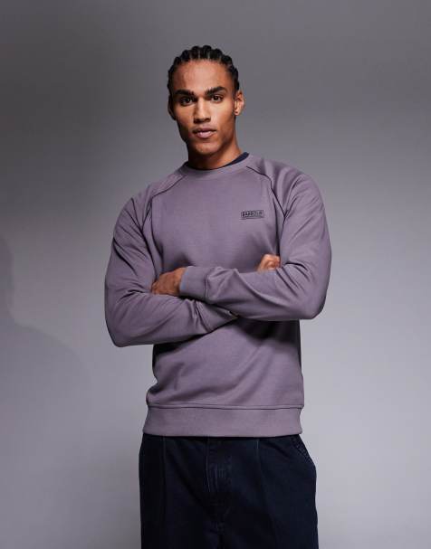 Barbour International – Markford – Lilagrå sweatshirt med rund halsringning och logga - view 1